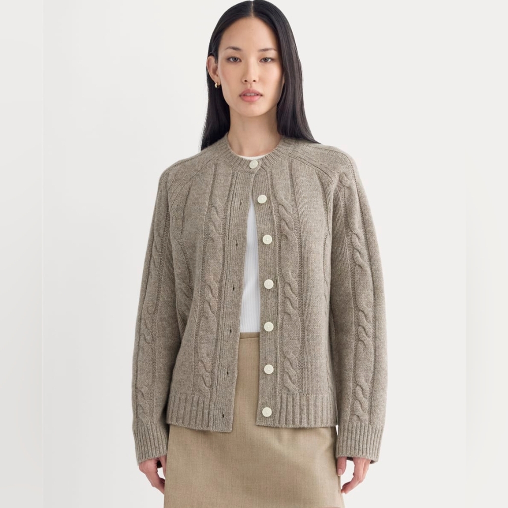 Everlane Cable Cardigan Extrafine Luxe Merino Small